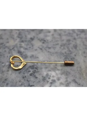 Vintage Victorian Romantic Gold Tone Heart Stick Pin Lapel, Hat, Scarf or Ties thumbnail 5