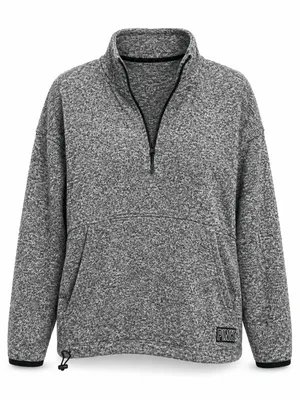 PINK Victoria’s Secret Gray Marled Quarter Zip Pullover Women’s Large thumbnail 2