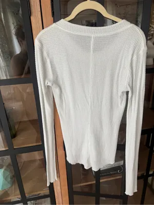 Free People Going Places Cardi waffle knit Ivory Intimately FP long sleeve top thumbnail 4