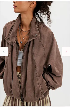 Free People Chelsea Funnel Neck Jacket Brown thumbnail 3
