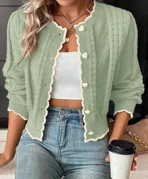 Green Heart Button Lace Cardigan thumbnail 1