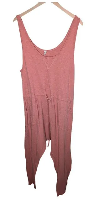 Free People Intimately Free On Cloud Rose Pink Sleeveless Cotton Jumpsuit Large thumbnail 1