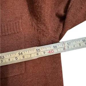 100% Merino‎ Wool Cardigan Sweater Brown Button Front Pocket Classic Sz XS thumbnail 6