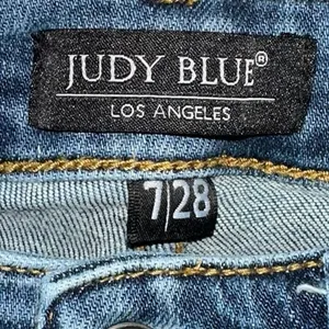 Judy Blue Straight Fit Jeans 7/28 Distressed Cuffed Hem Mid Rise‎ Denim thumbnail 3