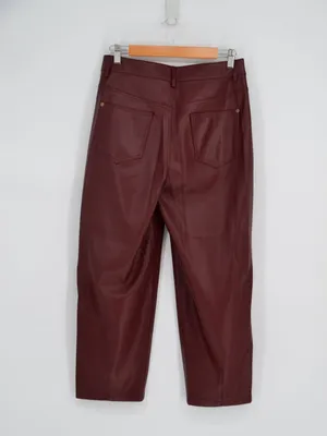 Anthropologie Pilcro The Breaker Cropped Faux Leather Pants Burgundy Wine 27 thumbnail 4