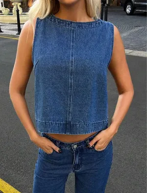 Forever 21 Women Fashion A-Line Denim Top thumbnail 1