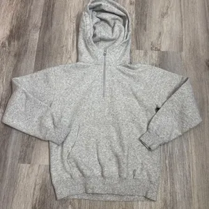 Tna Aritzia Heather Grey Quarter Zip Fleece Hoodie‎ Sweatshirt XS thumbnail 3