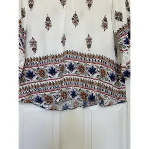 Anthropologie Fig & Flower White Lace Floral Boho 3/4 Sleeve Top XL V-Neck thumbnail 7
