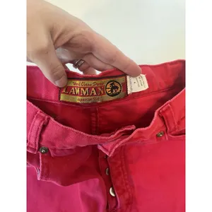 Lawman World Class Denim‎ Womens Red High Waisted Wide Leg Button Fly Jeans 7 thumbnail 3
