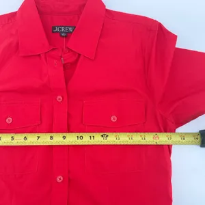 J.Crew Red Short Sleeve Cotton Button Down Utility Shirt Dress CT325 Size 6T NEW thumbnail 5