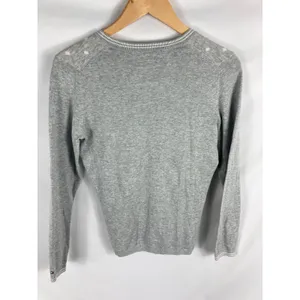 Tommy Hilfiger Pima Cotton Grey w White Polka Dot Lightweight sweater size M thumbnail 3