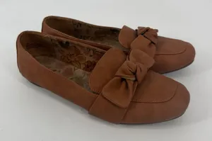 b.o.c. Womens Tan Faux Leather Bow Loafer Flats Floral Lining‎ Size 10M thumbnail 1