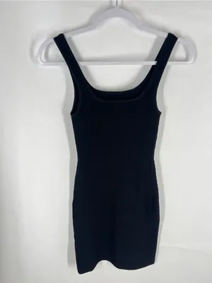 Aritzia Babaton Sculpt Knit Squareneck Mini Dress Black XS thumbnail 3