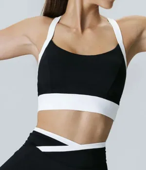 Berlook Black Contrast U Neck Sports Bra - High Support 48 thumbnail 2