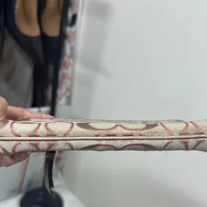 Coach Tan and Pink Signature Wristlet Clutch thumbnail 4