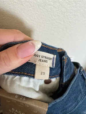 Madewell Baggy Straight‎ Jeans Sz 25 Worn Indigo Wash Dark Wash Hemp Blend NEW thumbnail 10