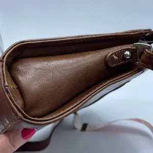 Vintage leather Ashwood crossbody satchel bag nut brown smooth leather. thumbnail 11