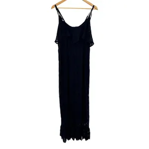 Melissa Odabash Black Lace Maxi Dress Cover Up Crochet Sleeveless‎ L Resortwear thumbnail 3
