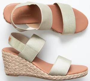Tommy Bahama Sakura Wedge Espadrille Sandals Gold Metallic Ankle Strap Shoes 6.5 thumbnail 1