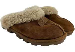 Ugg Coquette Slippers Slip On Sheepskin Shearling Lined Chestnut Tan 7 thumbnail 1