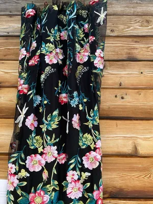 NWT Mac Duggal Embroidered Floral Plunge Neck Trumpet Gown Black Multi Size 10 thumbnail 11