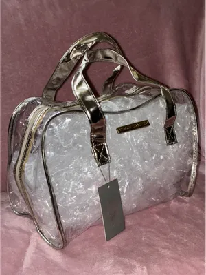 NWT Vince Camuto Clear Travel Bag with Metallic Gold Trim thumbnail 1