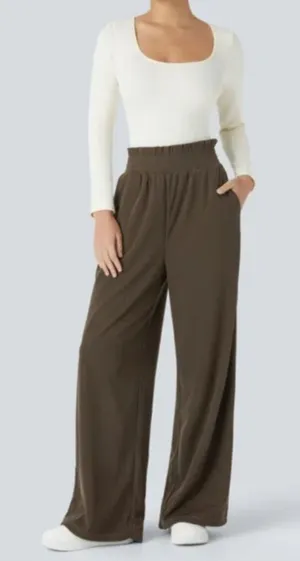Halara Ribbed Frill Wide Adjustable Drawcord Pants Size XS New thumbnail 1