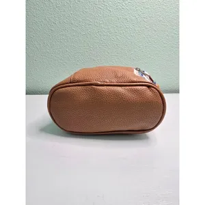 Striped Makeup Cosmetic Zipper with Handle‎ Beads Bag Brown thumbnail 4