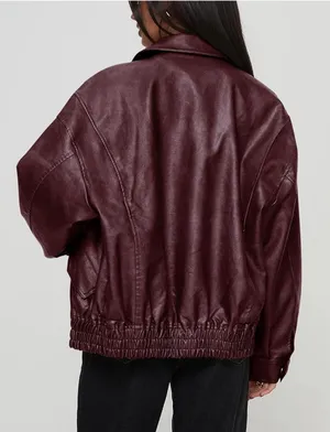 Leather Jacket Purple Size L thumbnail 2