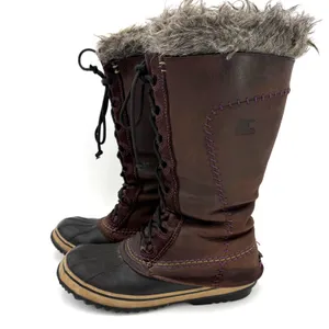 Sorel Women's Brown Cate The Great Brown Lace Up Fur Snow Boots Size 8 thumbnail 6