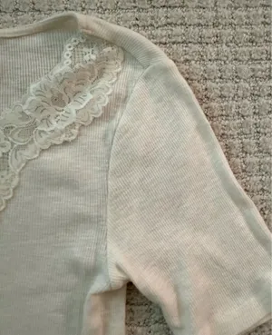 Cream Lace Short Sleeve Blouse  thumbnail 5