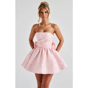 NWT Babyboo Salome Mini Dress Blush Jacquard Fit & Flare Cocktail Dress Size M thumbnail 8