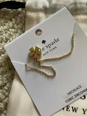 NEW kate spade Gold Flower Pendant Necklace Cubic Circonia with Cream Pouch NWT thumbnail 7