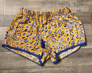 Aerie High Rise Paisley Tassel‎ Lace Shorts Blue Yellow XS thumbnail 1