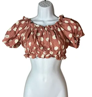 Zara‎ Linen Blend Polka Dot Crop Top Size Small thumbnail 1