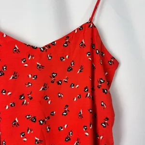 Gap‎ Red Black Floral V-Neck Cami Tank Top XS thumbnail 4