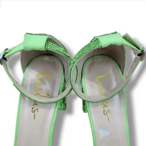 Lulus Shoes Size 10 Lulus Taylor Rhinestones Ankle Strap Heels Green With Flaws Missing Rhinestones thumbnail 7