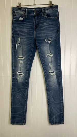 American Eagle Next Level Stretch Women’s Distressed Blue Skinny Jeans 30x32 thumbnail 1
