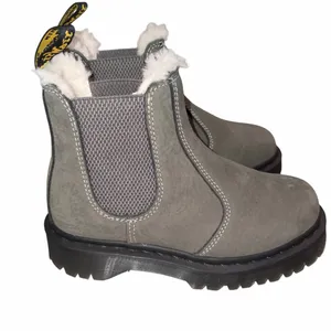 Dr. Martens Gray Tumbled Nubuck Leather Faux Fur Fleece Lined BEX FL Chelsea Boot 36 5 thumbnail 1