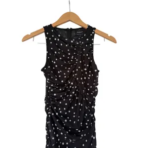 Bardot Felicia Spot Mesh Midi Dress Black‎ Polka Dot Ruched Sleeveless US 4 NEW thumbnail 4