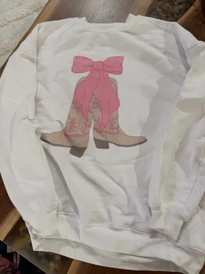 Pink Lily Boots & Bows Graphic Sweatshirt thumbnail 1