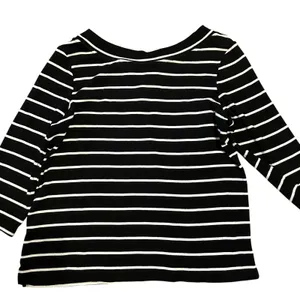 CHICO'S 2 LG Black White Stripe Knots Nautical Print Knit Top Preppy Casual thumbnail 4