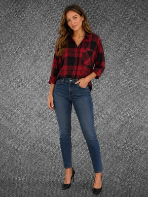 Classic Red & Black Plaid Button-Up Shirt thumbnail 3