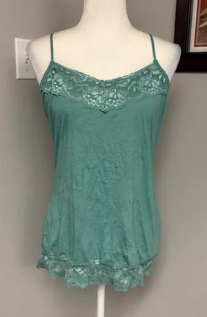 Maurices Sage Green Lace Trim Camisole Adjustable Straps Size Medium thumbnail 1