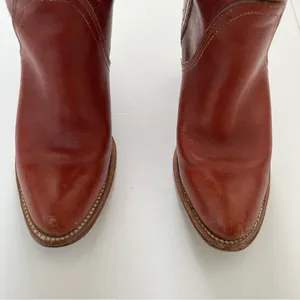 Frye Vintage Redwood Mahogany Red Leather Tall Heeled Boot Size 5.5 thumbnail 7
