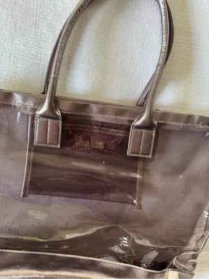 Neiman Marcus Clear PVC Metallic Bronze Trim Tote Bag thumbnail 4