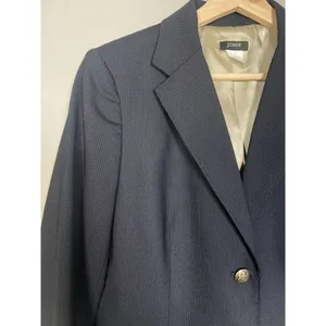 J Crew Pinstripe Wool‎ Blazer Navy Blue Womens Jacket Two Button Size 6 Office thumbnail 2