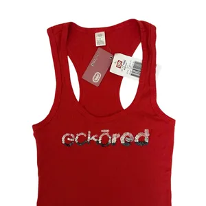 Ecko Red Y2K Ribbed Beater Sequence‎ Tank Top Size Small Red Cotton thumbnail 10