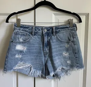 PacSun Blue High Waisted Denim Festival Shorts thumbnail 1