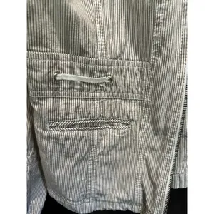 Vintage French Dressing Tan White Pinstripe Funnel Neck Zip Jacket XS Cotton thumbnail 9
